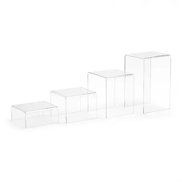 Set de 4 Socles Volumes en Acrylique pour Vitrines Commerciales - 3 Coloris au choix
