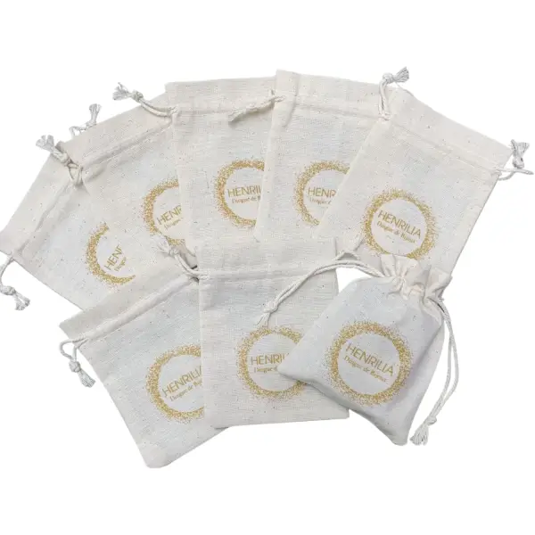 500 Pochettes en Coton Naturel 7 x 9 cm avec Logo Monochrome