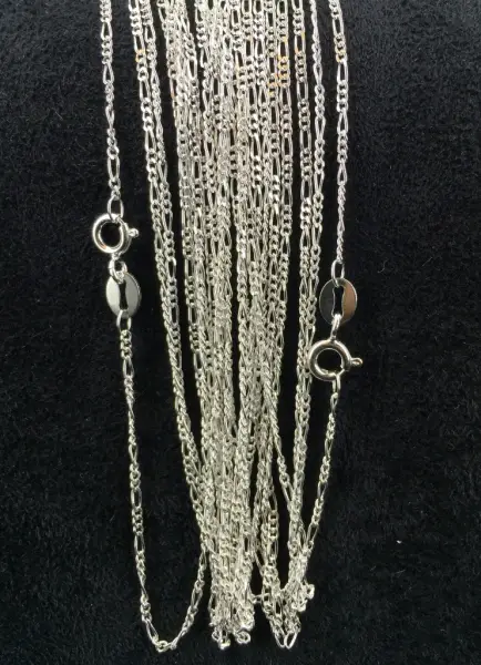Lot de 5 Chaînes Argent Mailles Figaro 40, 45 ou 50 cm
