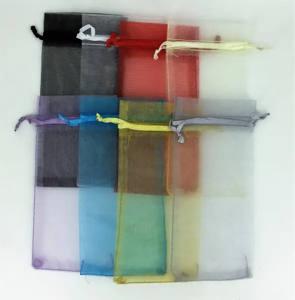 Lot de 50 Pochons Organza 7 x 14,5 cm - 9 Couleurs au Choix