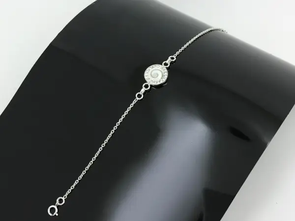 Bracelet Oeil de Sainte Lucie Zirconium et Argent - 13 mm