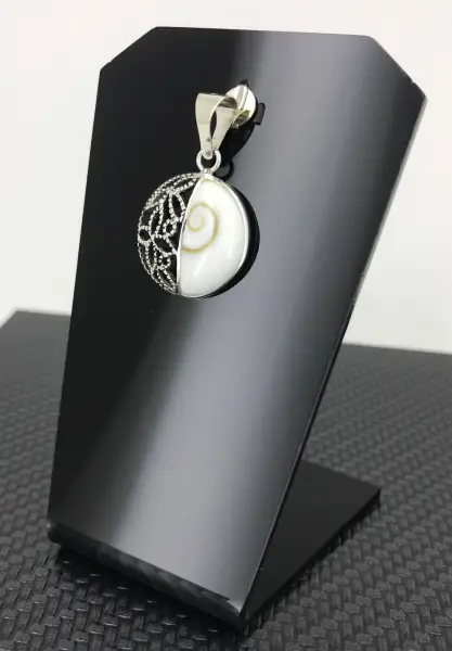 Pendentif Oeil de Sainte Lucie Monté sur Argent 925.