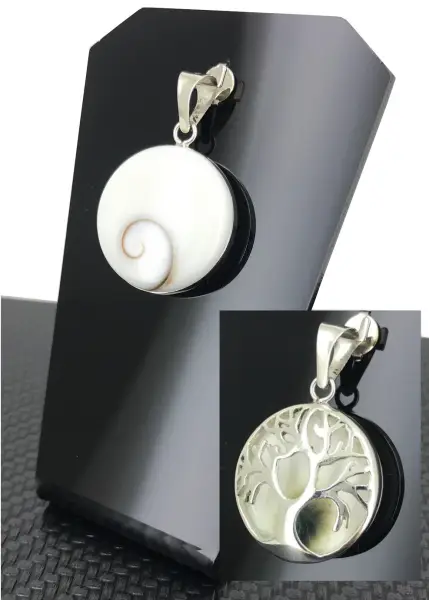 Pendentif Oeil de Sainte Lucie Dos Arbre de Vie en Argent 20 mm