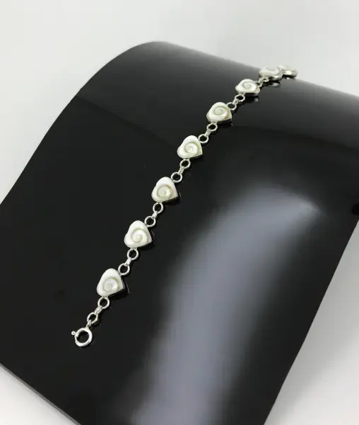 Bracelet Oeil de Sainte Lucie et Argent 92.5 - 8 Coeurs