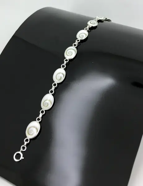 Bracelet Oeil de Sainte Lucie et Argent 925 - Ovales 12 mm
