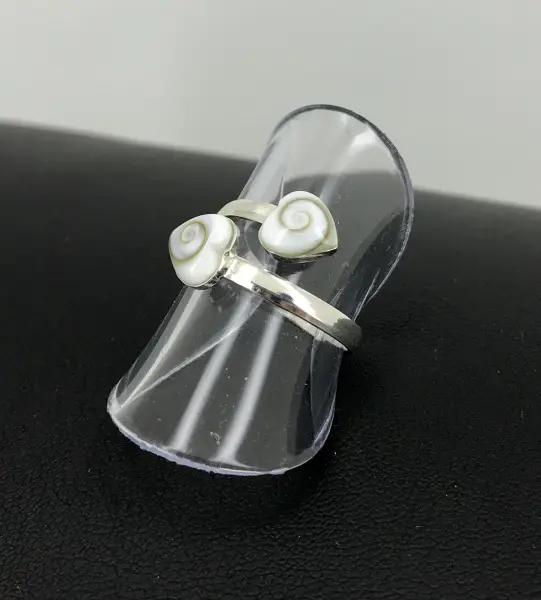 Bague Oeil de Sainte Lucie en Argent Double Coeurs