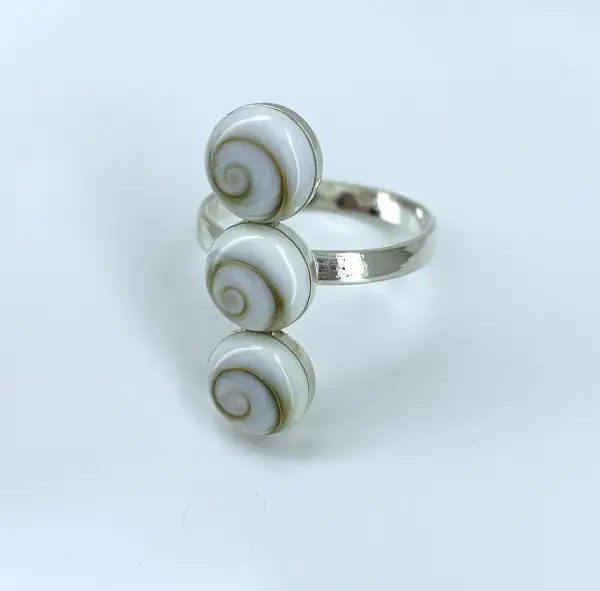 Bague Oeil de Sainte Lucie en Argent Triple Ronds 8 mm