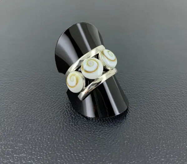 Bague Oeil de Sainte Lucie en Argent Triple Ronds