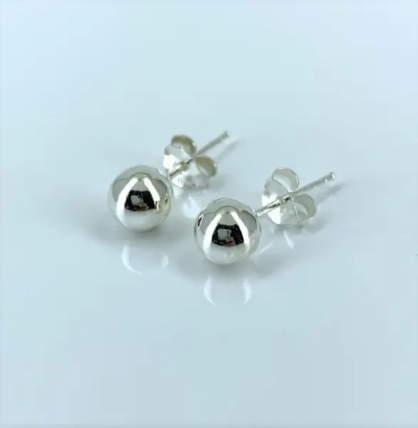 Paire de Boucles d'Oreilles Puce Forme Bille en Argent 92.5