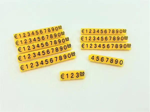 Chiffres prix pour vitrines Or Jaune - modulables - 120 cubes - 5 mm + 120 Zéros!