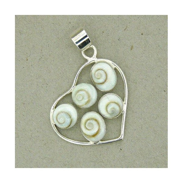 Pendentif  Oeil de Sainte Lucie Coeur et Argent