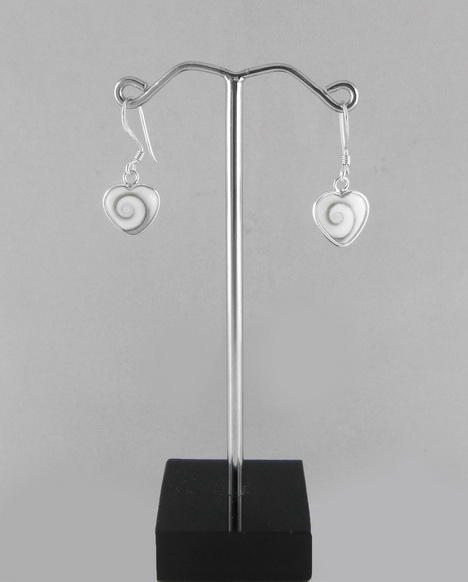 Boucles d'Oreilles Petits Coeurs Argent et Oeil de Sainte Lucie