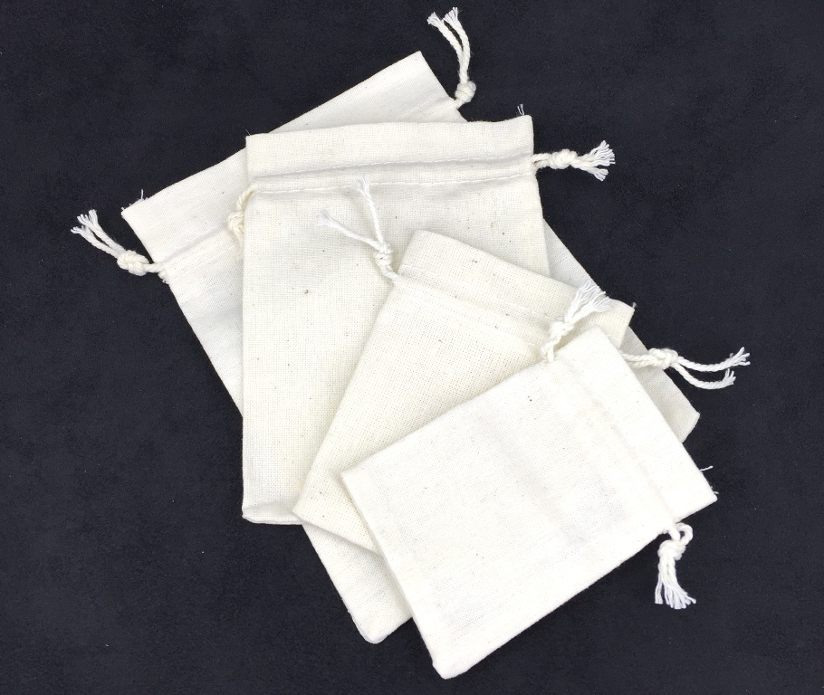 Lot de 12 Pochettes cadeau en Coton Ecru - 7 Tailles