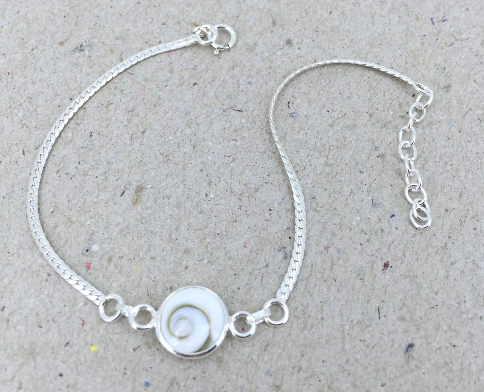 Bracelet Argent Oeil de Sainte Lucie et Argent Simple Oeil 10 mm