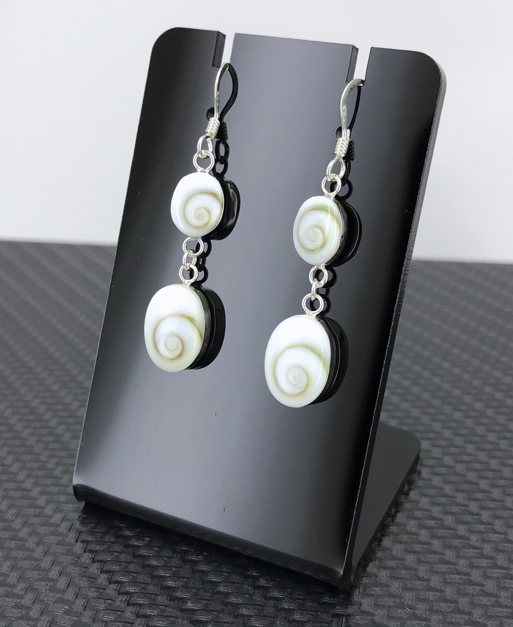 Boucles d'Oreilles Argent Oeil de Sainte Lucie Double Yeux