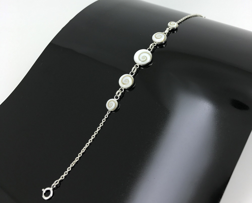 Bracelet Oeil de Sainte Lucie et Argent - 5 Yeux.
