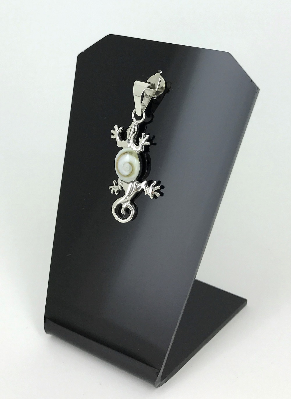 Pendentif Gecko Oeil de Sainte Lucie en Argent 92.5