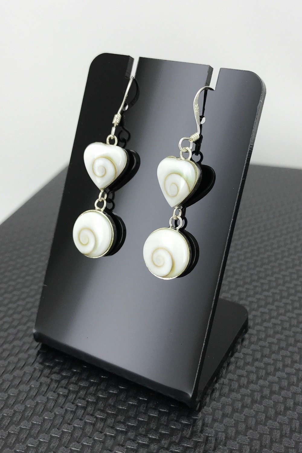 Boucles d'Oreilles Argent Oeil de Sainte Lucie Coeur et Rond