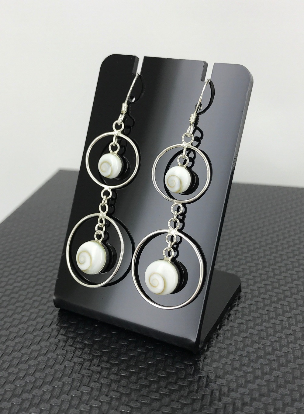 Boucles d'Oreilles Argent Oeil de Sainte Lucie Double Anneaux