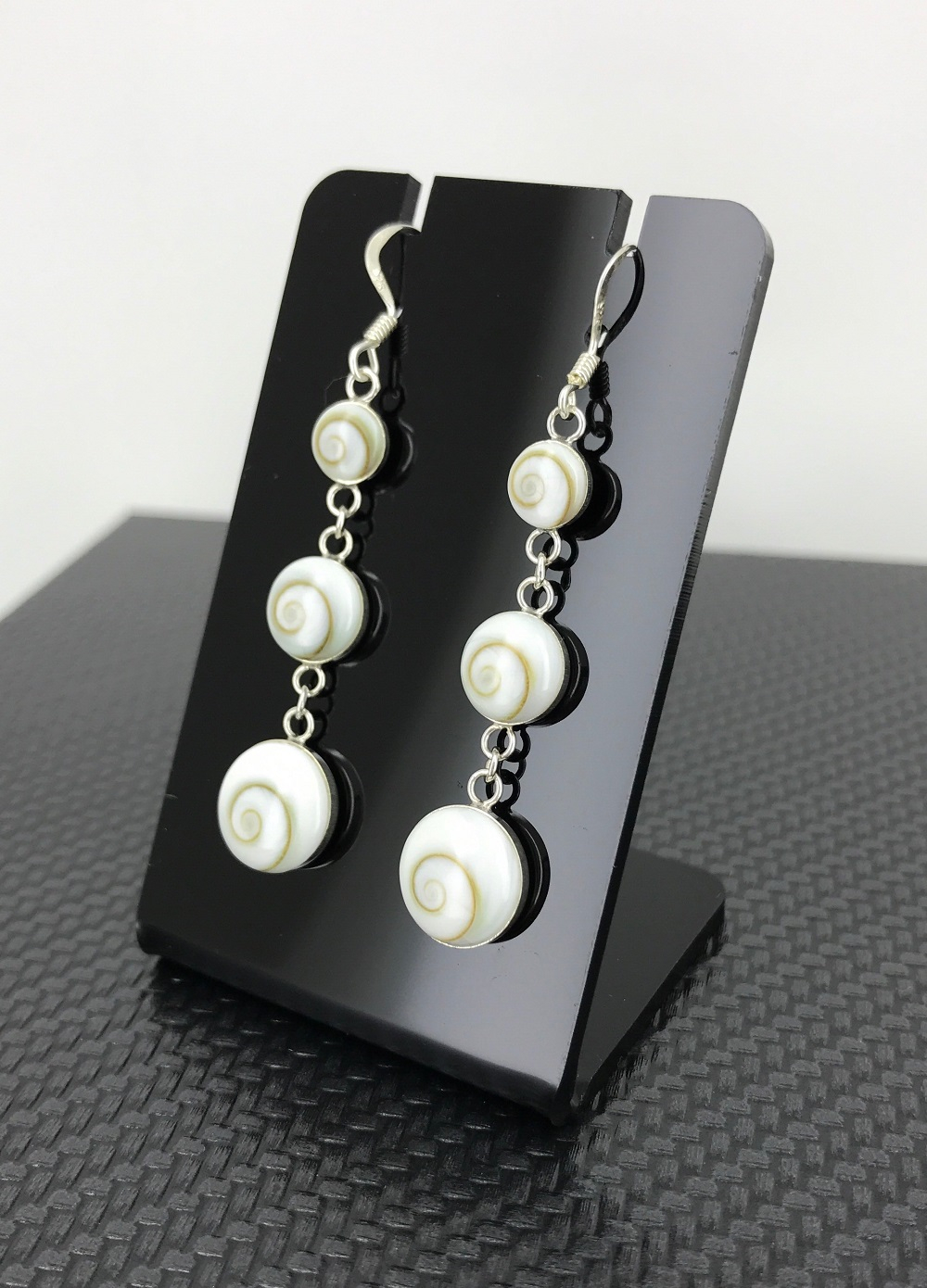 Boucles d'Oreilles Argent Oeil de Sainte Lucie Triple Ronds
