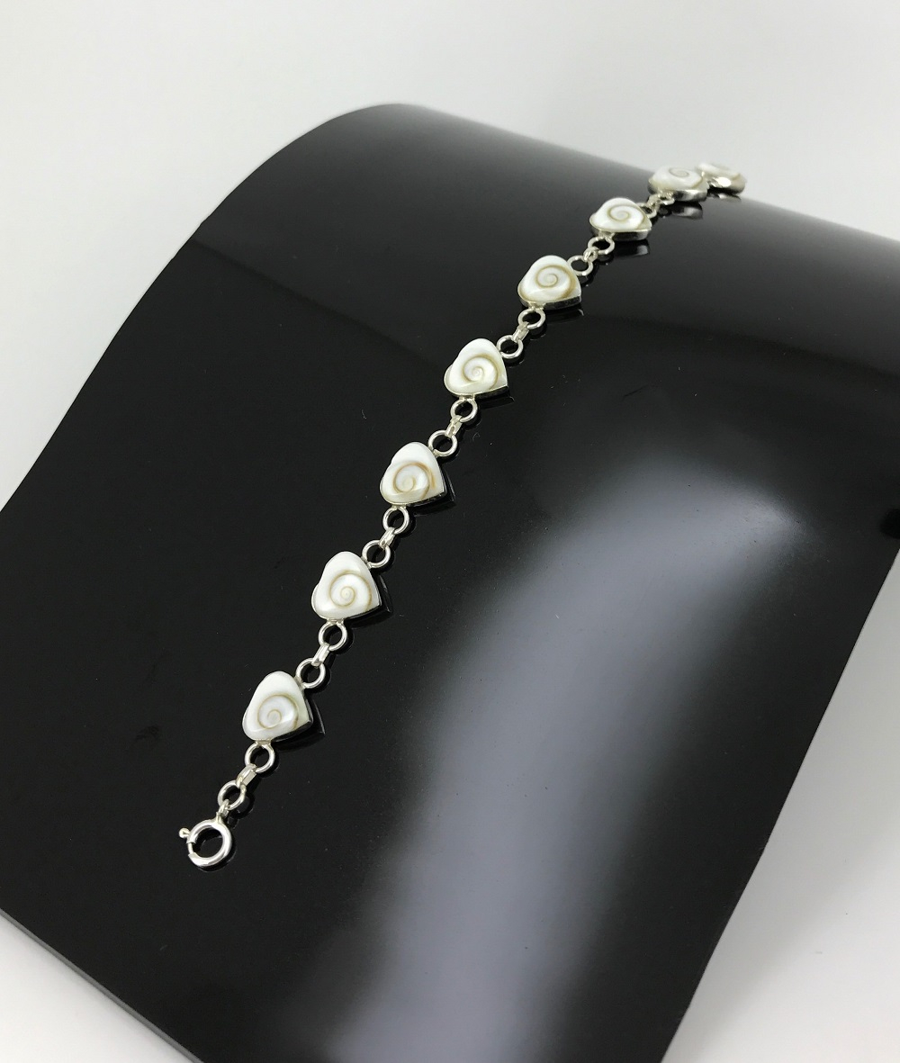 Bracelet Oeil de Sainte Lucie et Argent 92.5 - 8 Coeurs