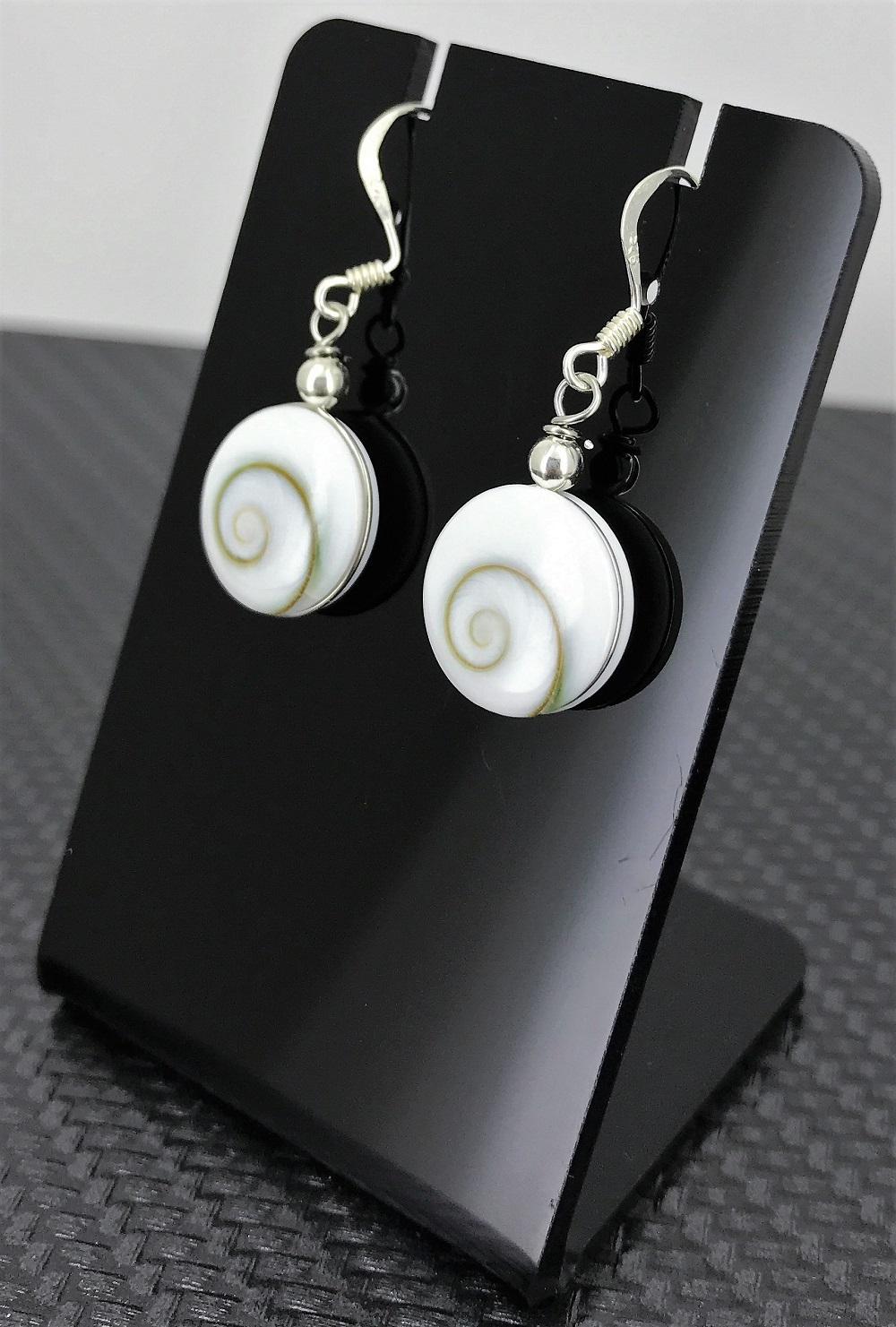 Boucles d'Oreilles Oeil de Sainte Lucie et Argent Ronds