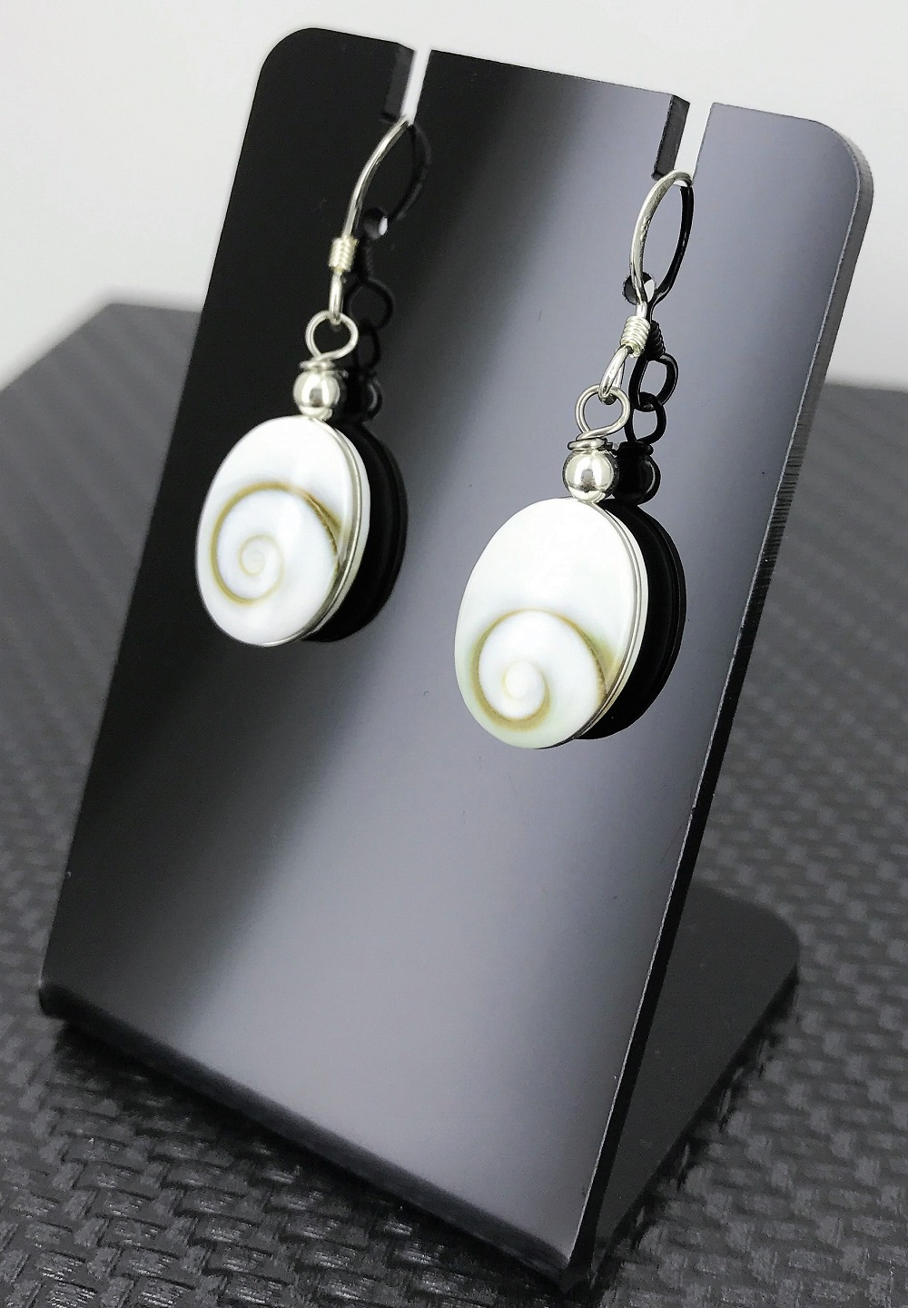 Boucles d'Oreilles Oeil de Sainte Lucie et Argent - Ovales