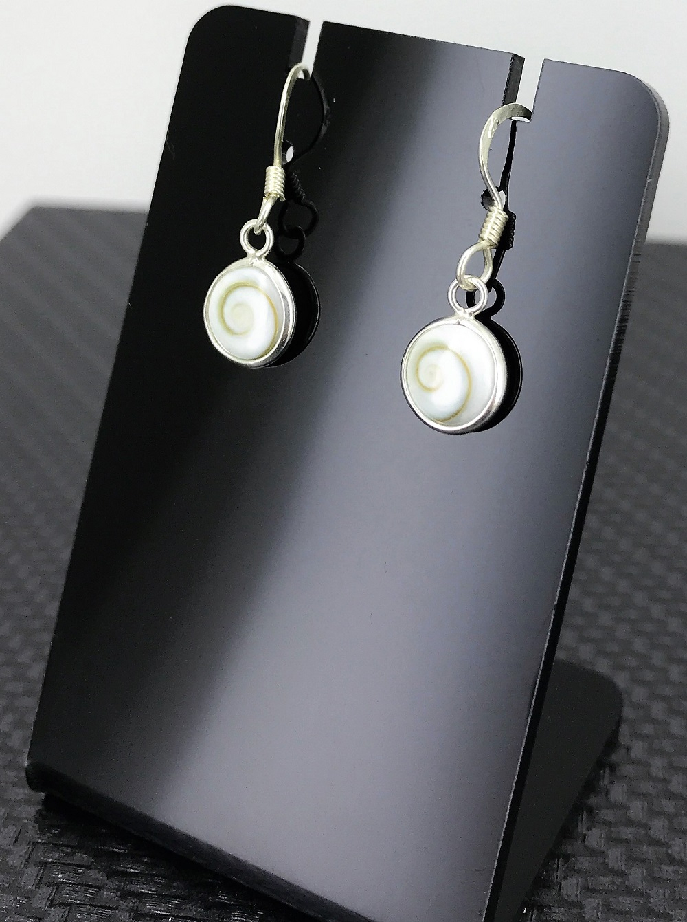 Boucles d'Oreilles Argent et Oeil de Sainte Lucie - Rondes 7 mm