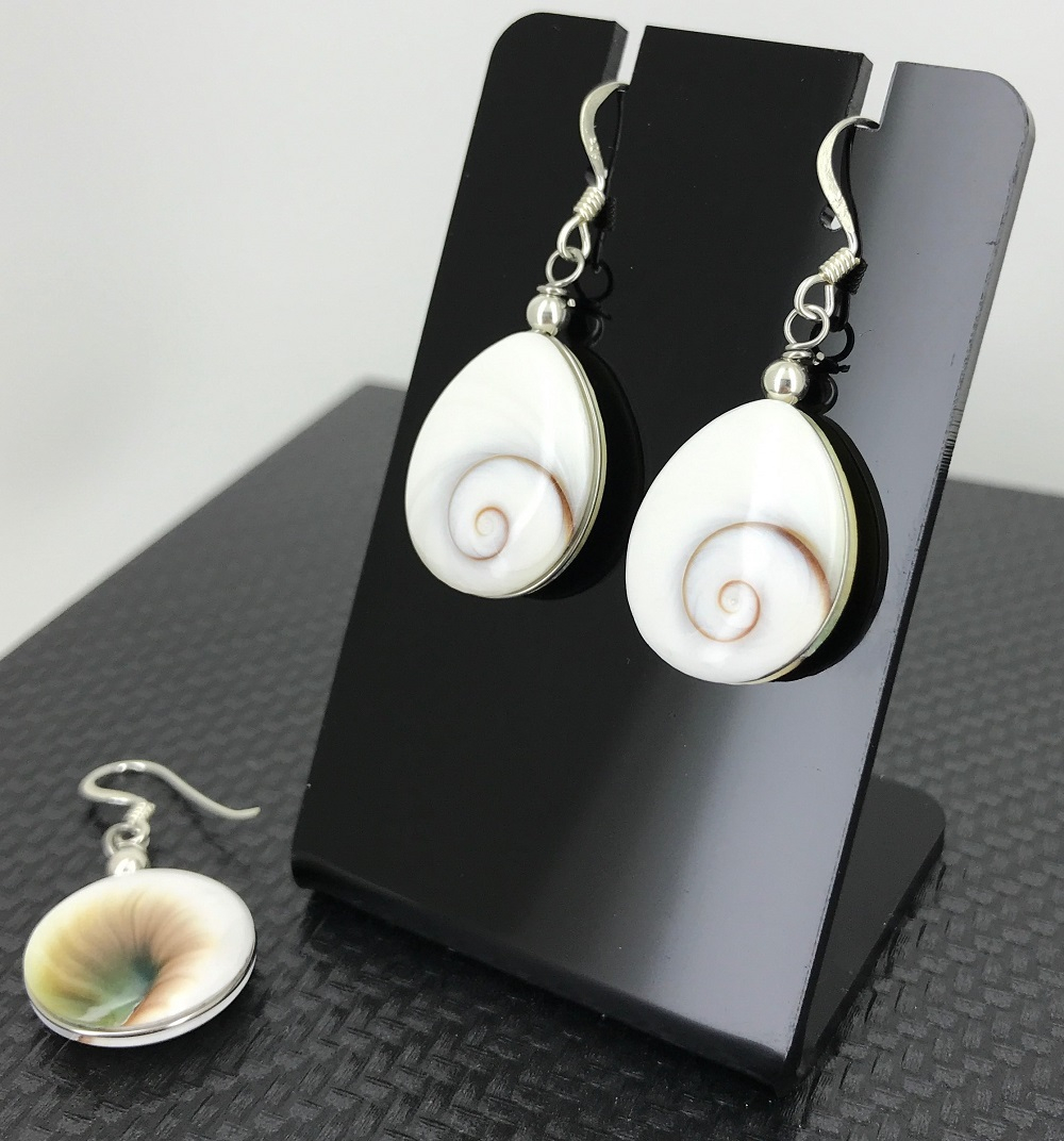 Boucles d'Oreilles Oeil de Sainte Lucie et Argent Gouttes