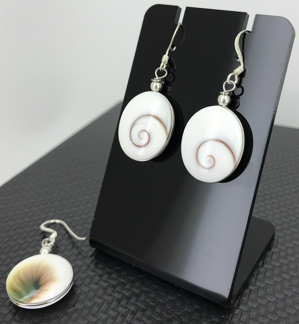 Boucles d'Oreilles Oeil de Sainte Lucie et Argent - Ovales
