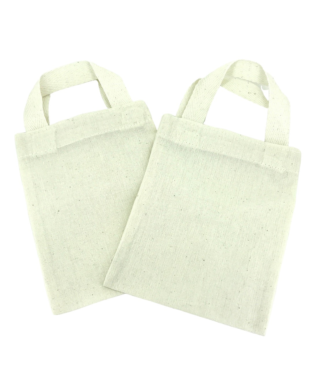 Lot de 10 Tote Bag à Anses en Coton Ecru - 12 x 15 cm