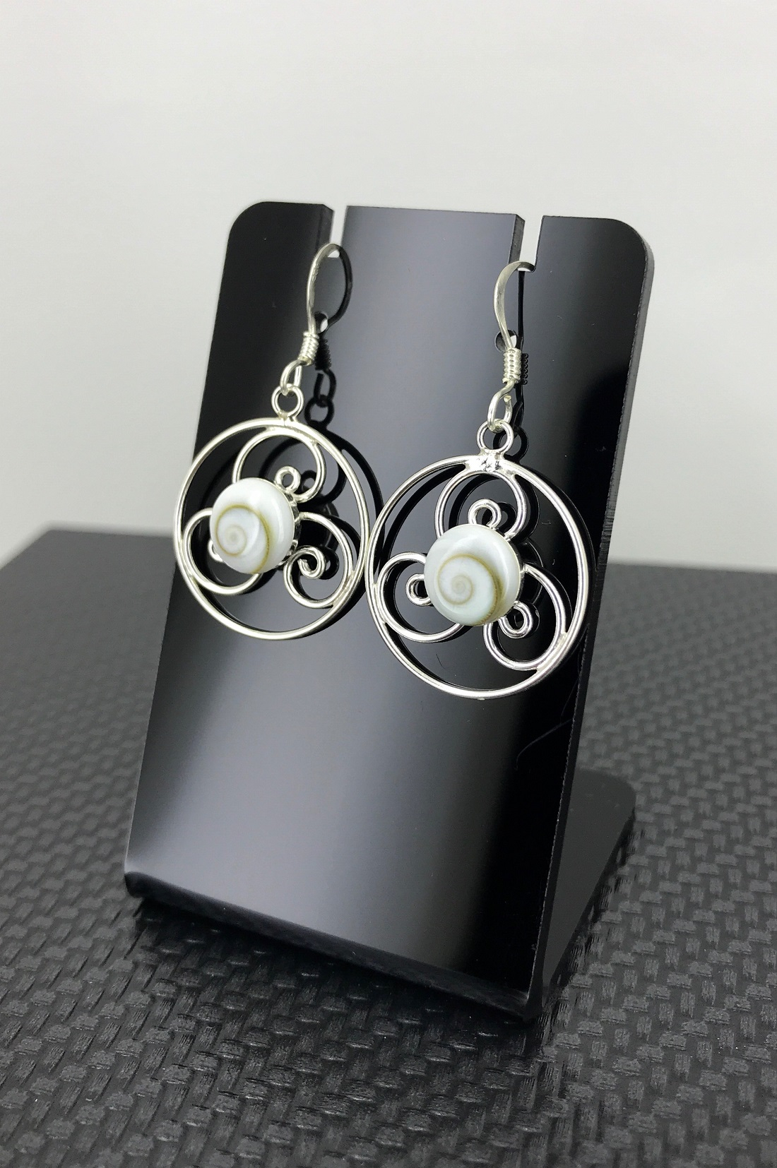 Boucles d'Oreilles Oeil de Sainte Lucie et Argent Triskèle