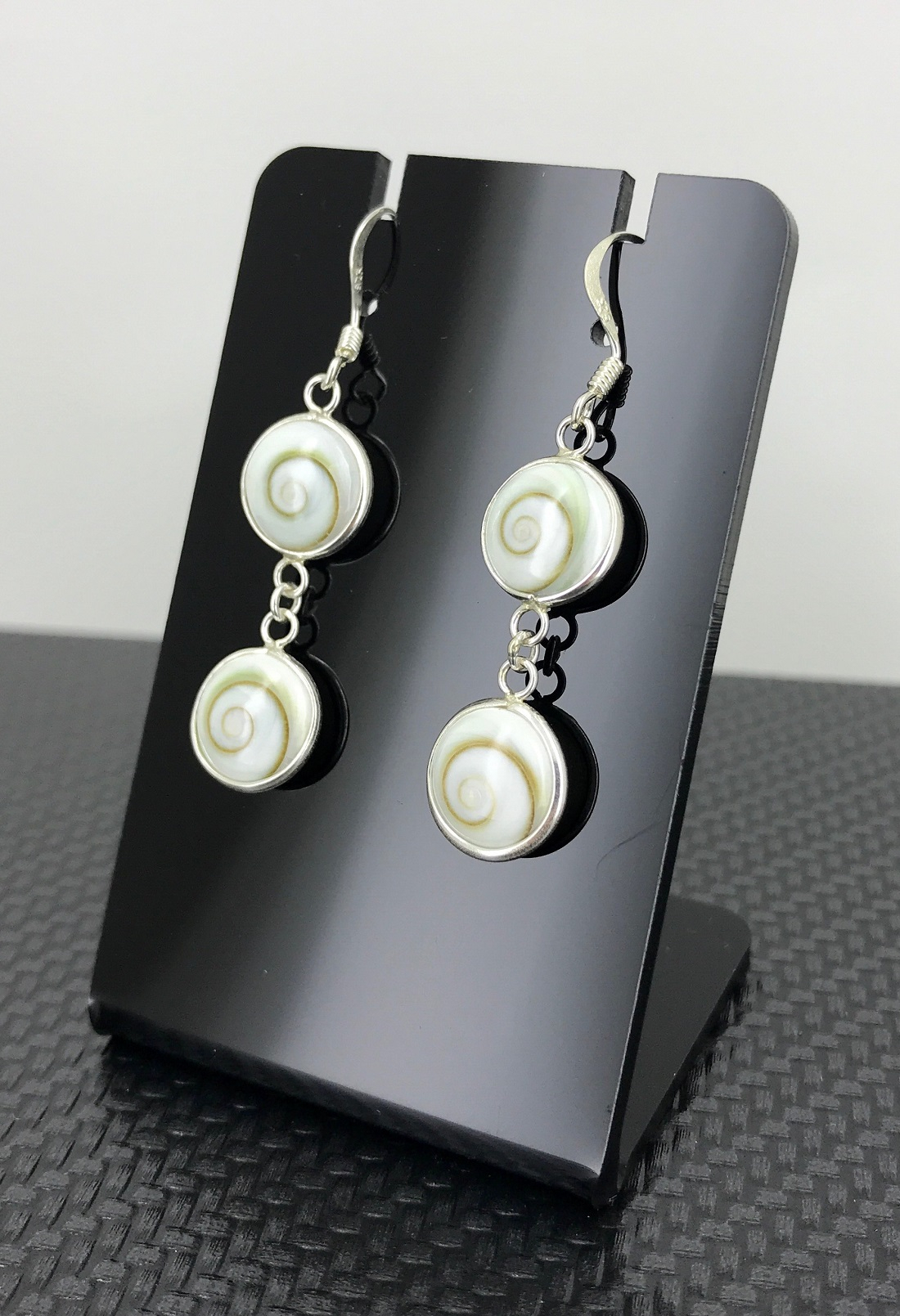 Boucles d'Oreilles Argent et Oeil de Sainte Lucie Double Ronds