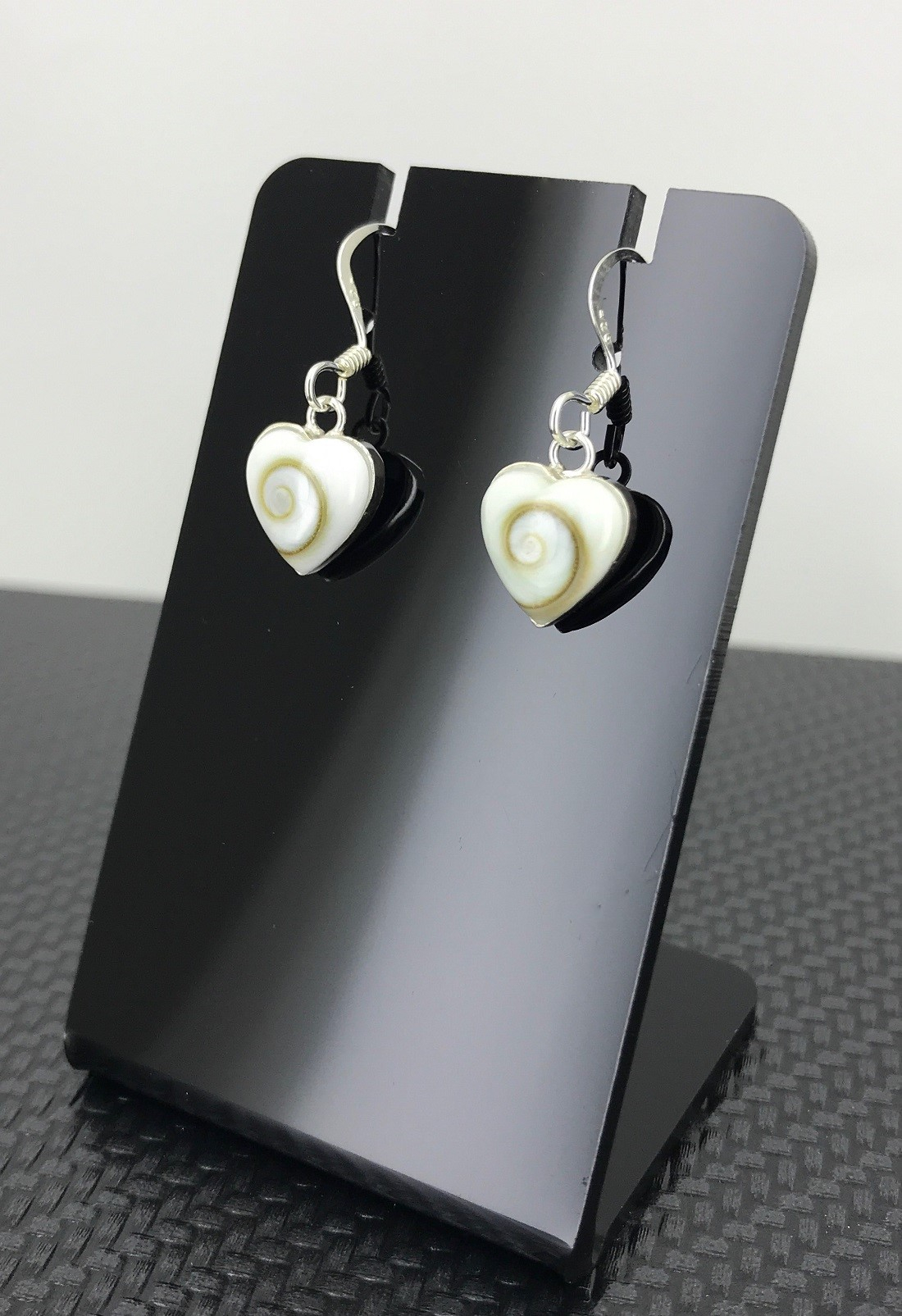 Boucles d'Oreilles Argent et Oeil de Sainte Lucie Simple Coeur