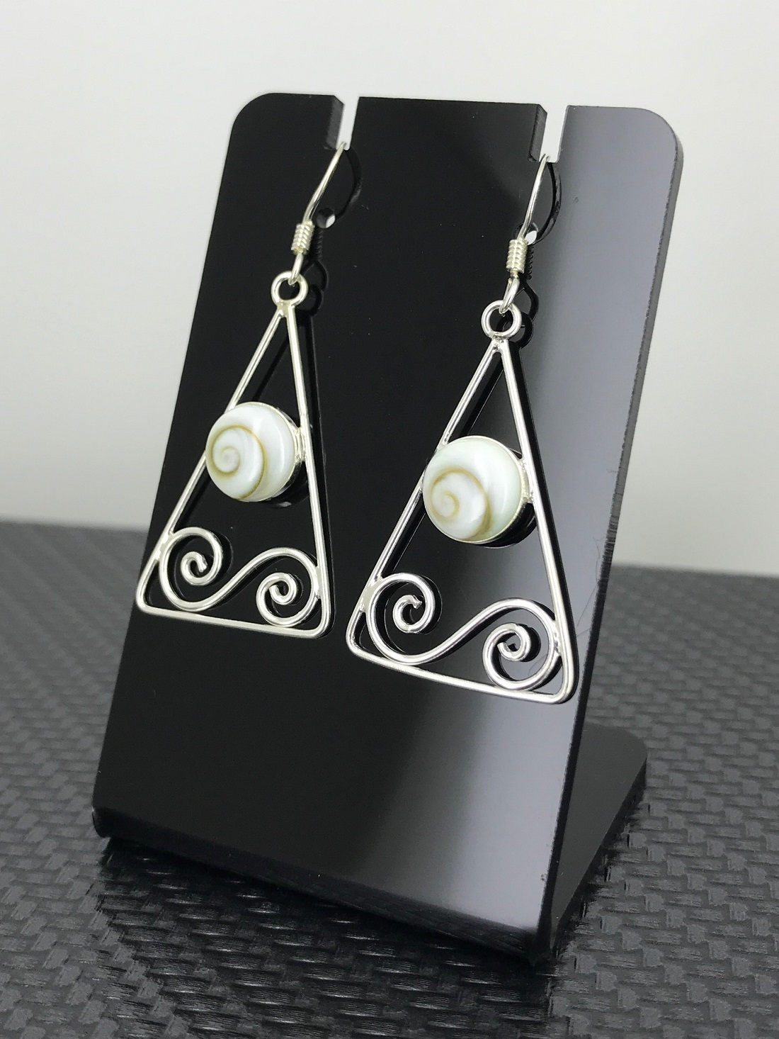 Boucles d'Oreilles Oeil de Sainte Lucie et Argent 92.5 forme Baroque