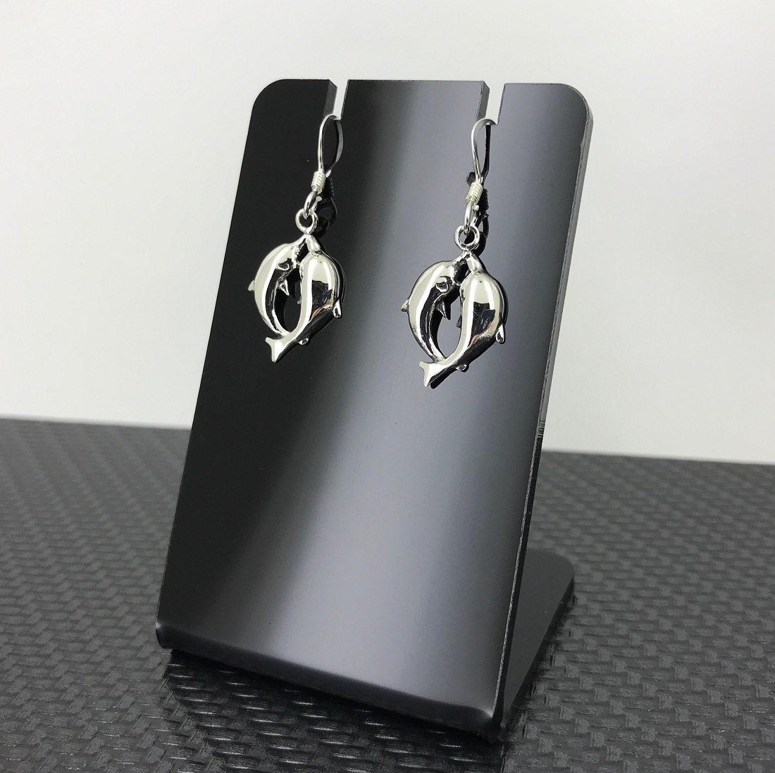 Paire de Boucles d'Oreilles Double Dauphins en Argent 92.5