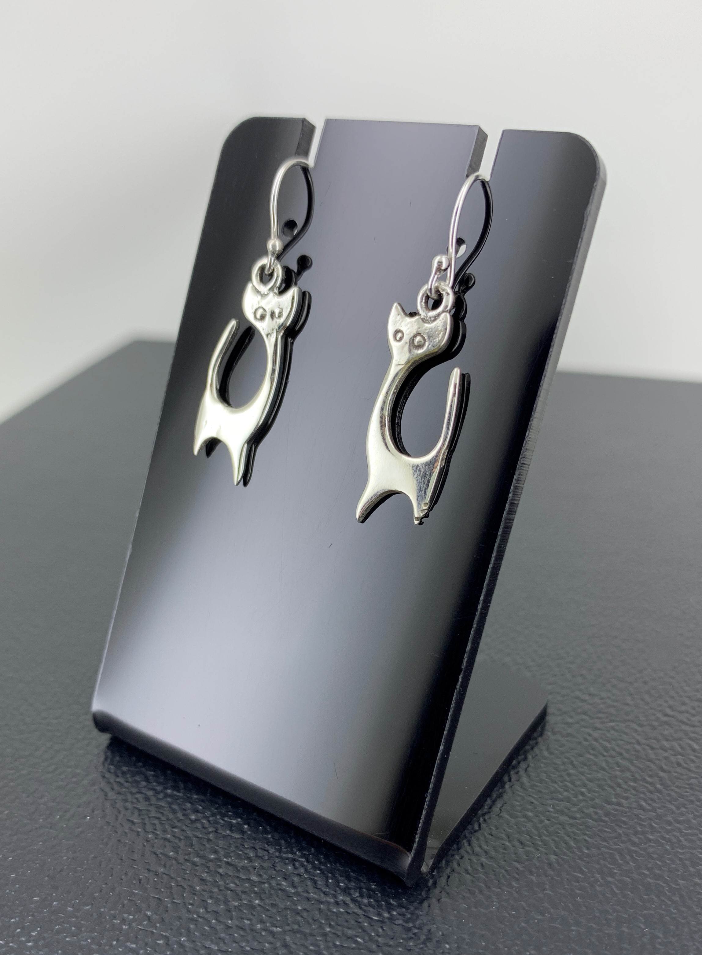 Paire de Boucles d'Oreilles Chat en Argent 92.5