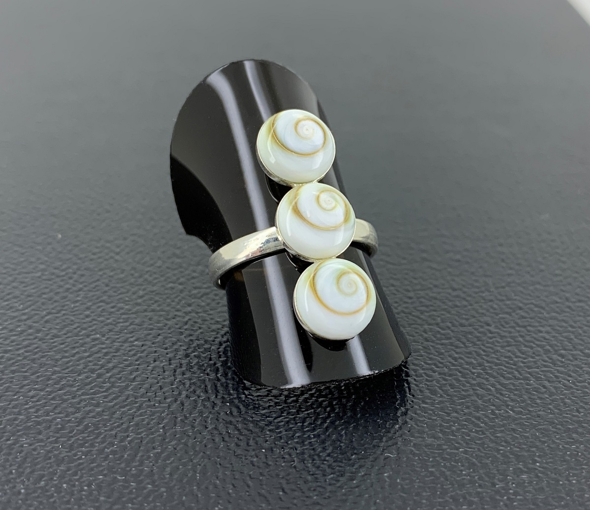 Bague Oeil de Sainte Lucie en Argent Triple Ronds 8 mm