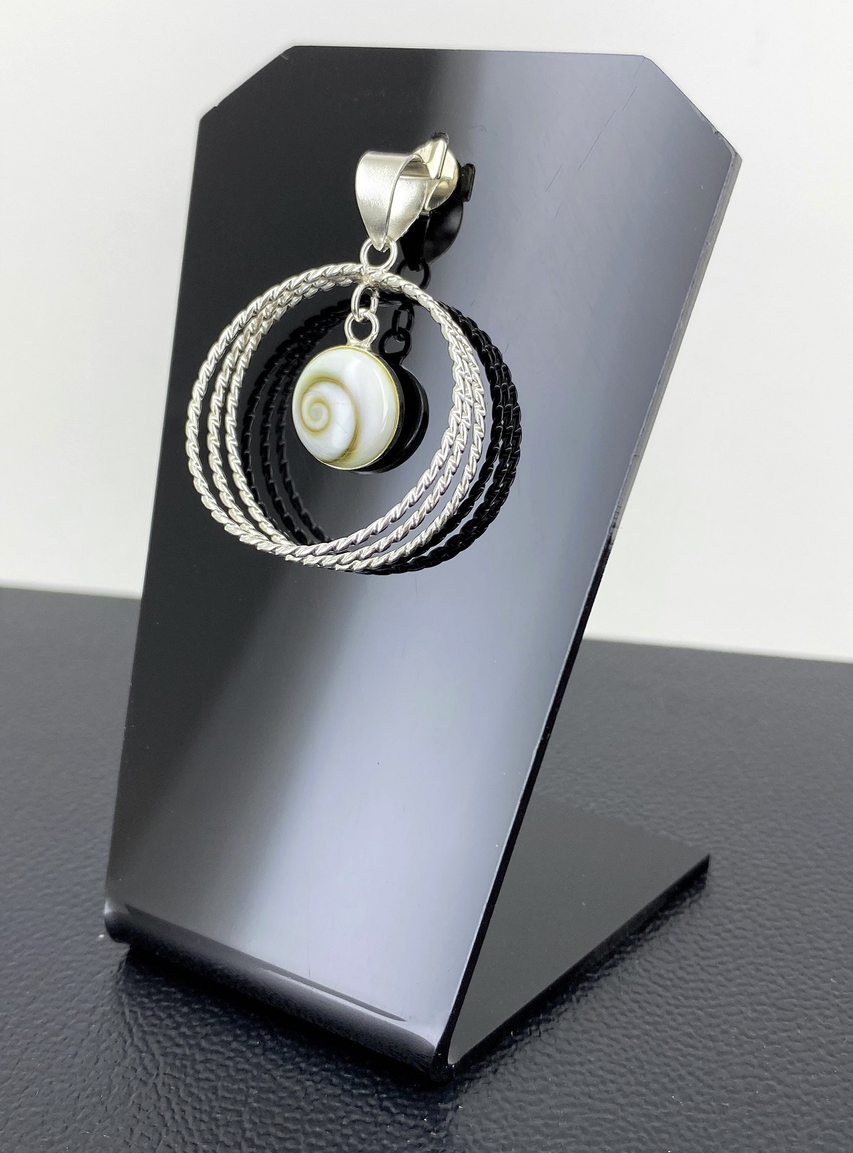 Pendentif Oeil de Sainte Lucie Triple Anneaux Argent 92.5