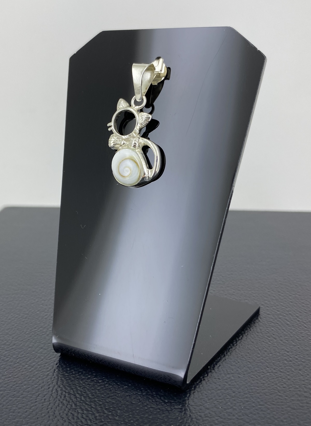 Pendentif Oeil de Sainte Lucie en Argent 92.5 forme Chat