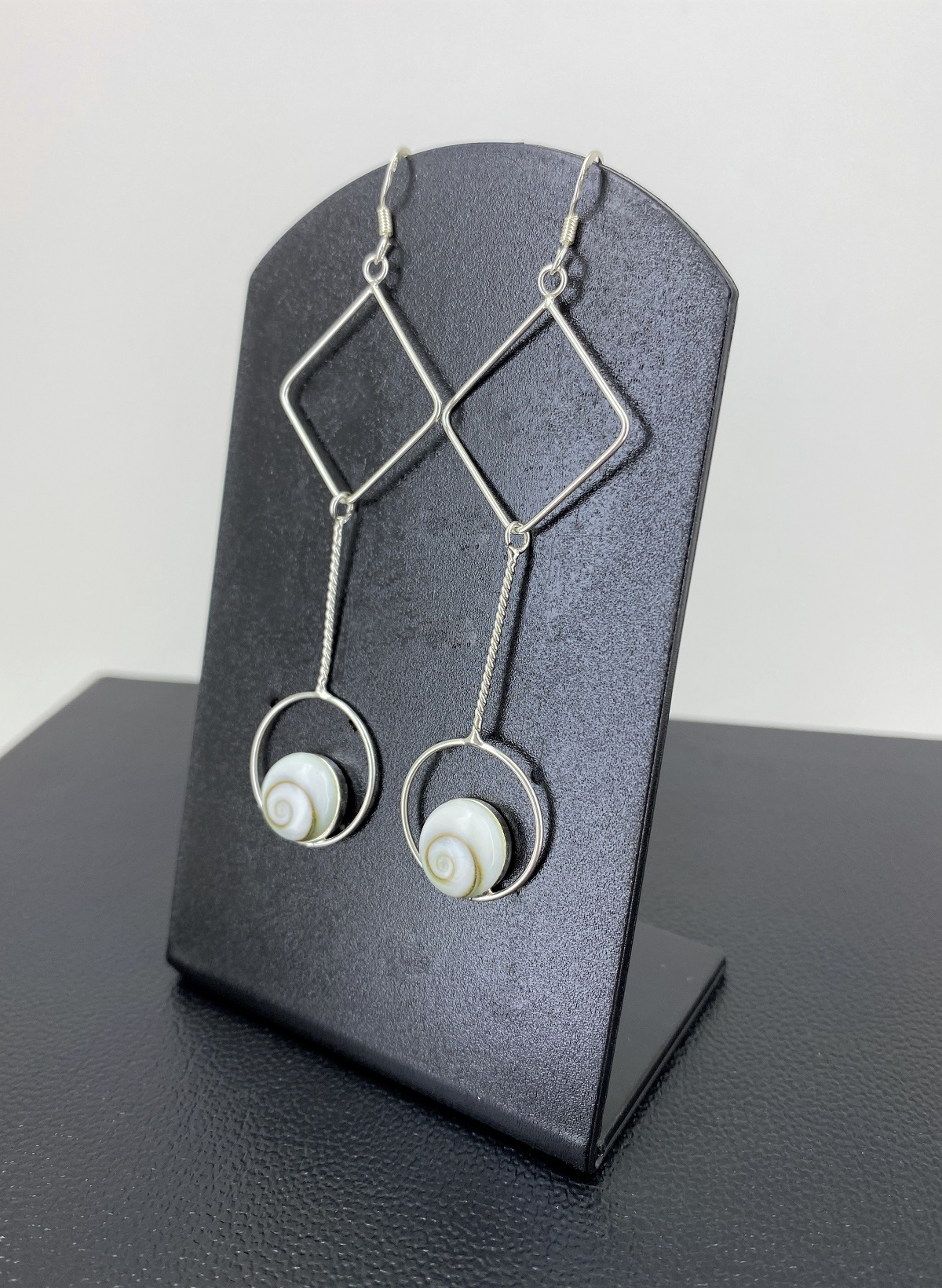 Boucles d'Oreilles Argent Oeil de Sainte Lucie Tige et Anneaux