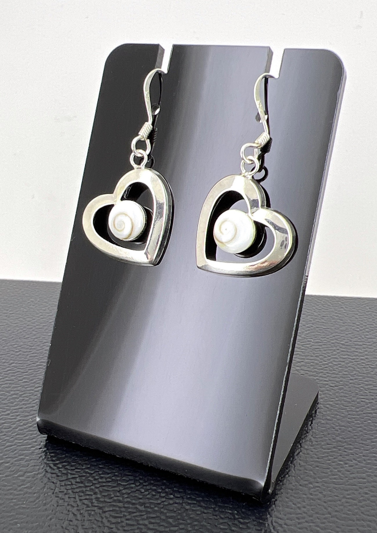 Boucles d'Oreilles Argent Oeil de Sainte Lucie Coeurs