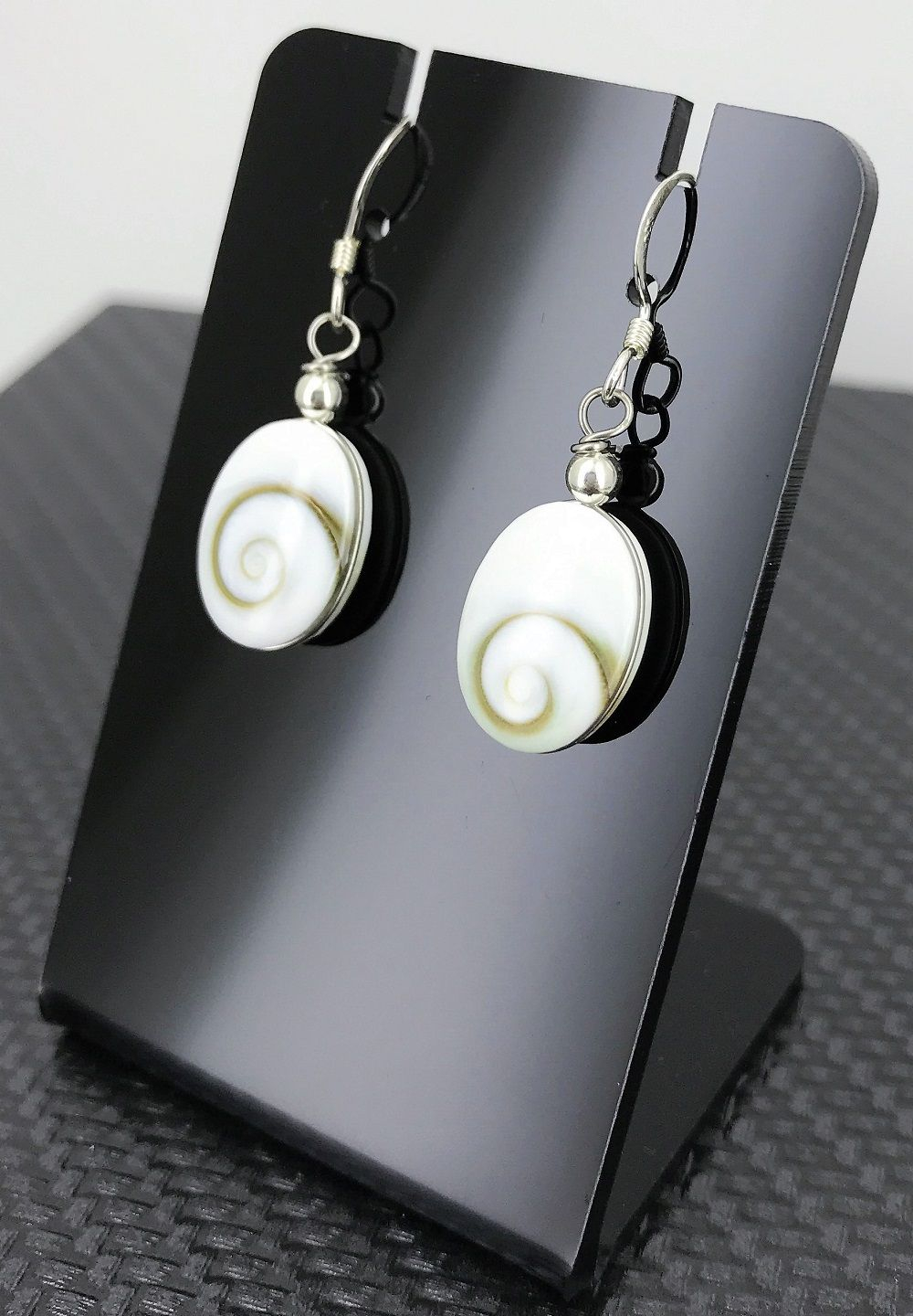 Boucles d'Oreilles Oeil de Sainte Lucie et Argent - Ovales