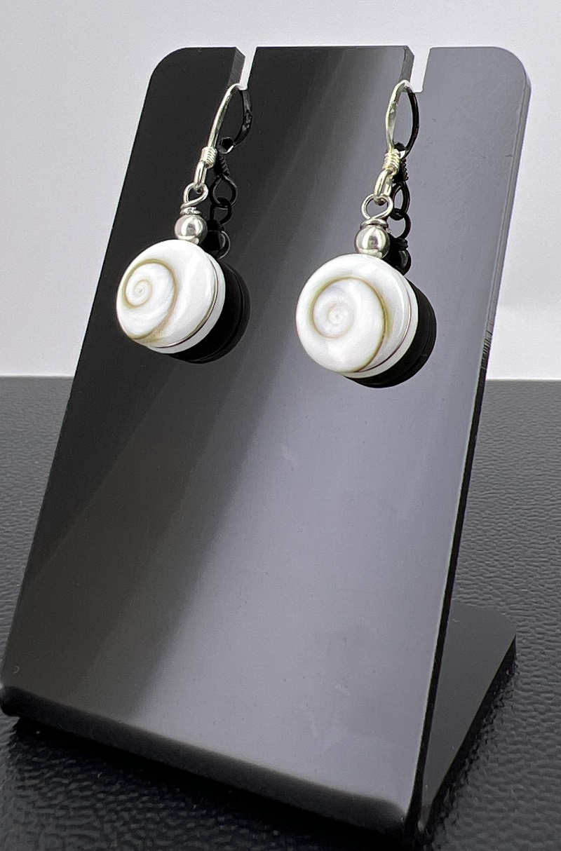 Boucles d'Oreilles Oeil de Sainte Lucie et Argent - Rondes