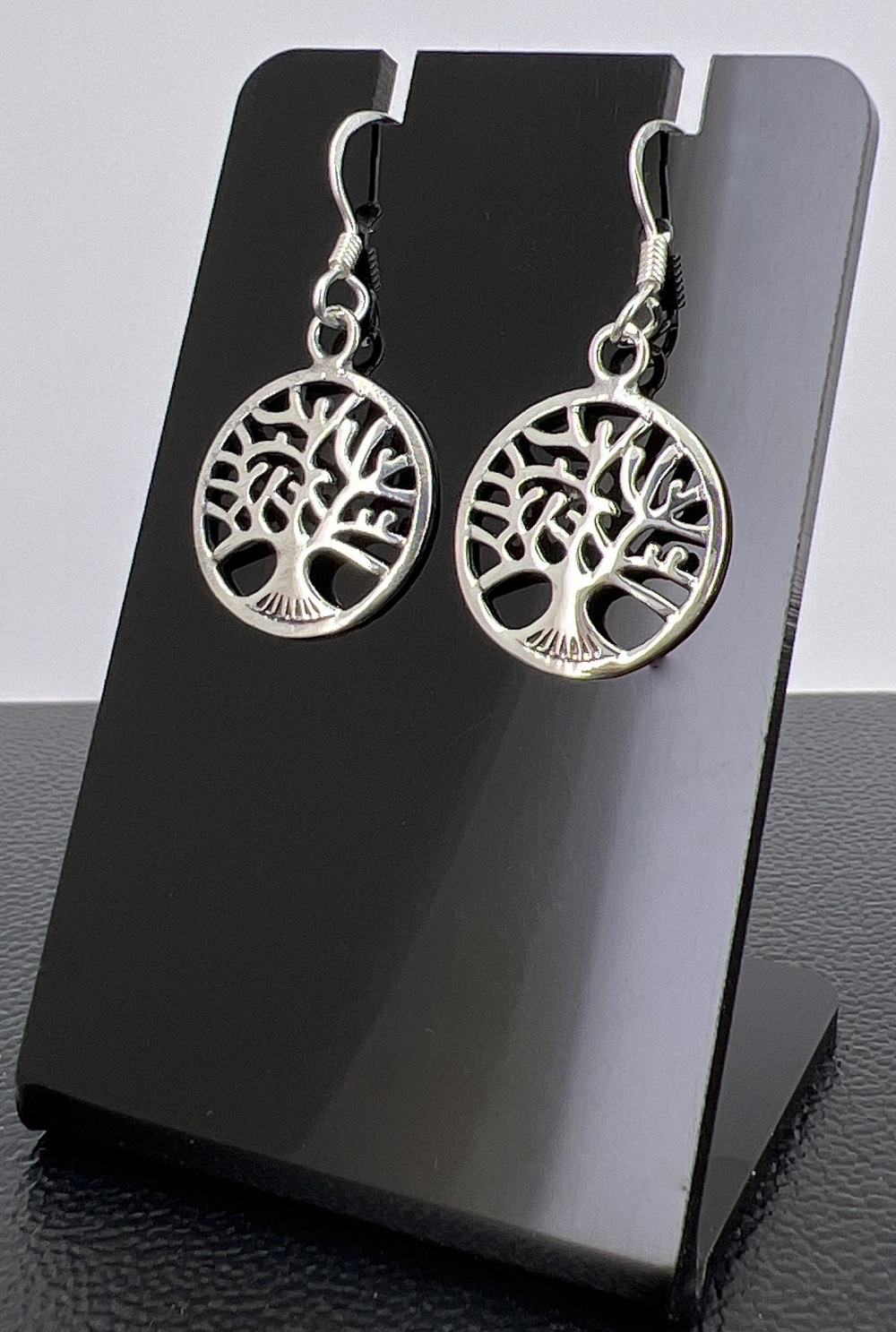 Paire de Boucles d'Oreilles Arbre de Vie en Argent Rond 15 mm