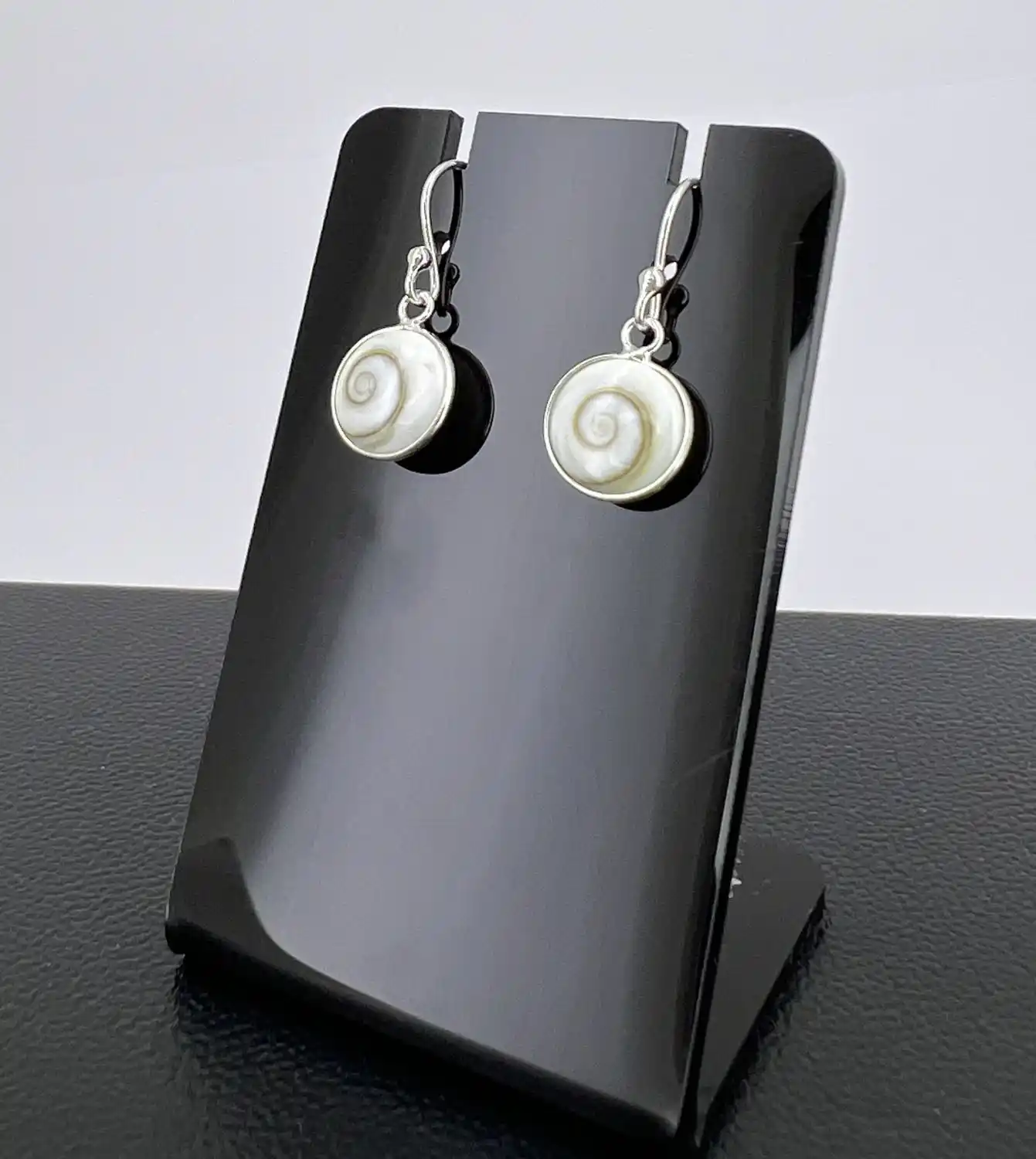 Boucles d'Oreilles Argent et Oeil de Sainte Lucie - Rondes - 10 mm 