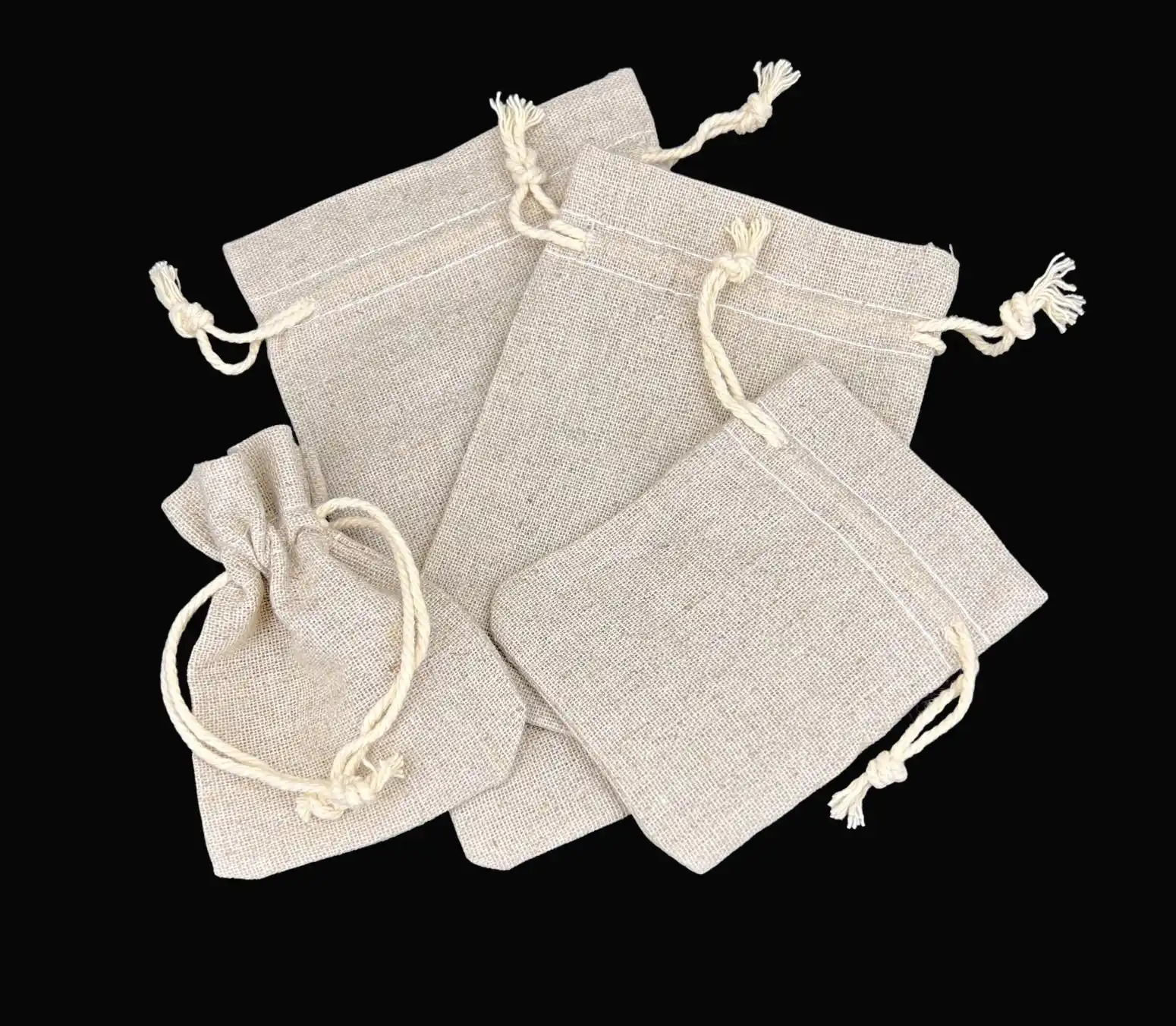 Lot de 50 Pochettes Cadeau en Coton Ecru Naturel - 5 Tailles 