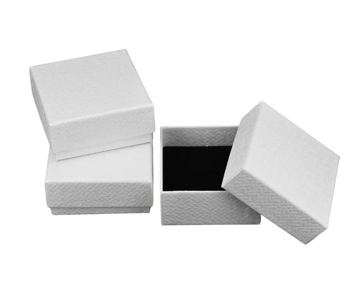 12 Boîtes Cadeau Bijoux Papier Blanc Gaufré 7,5 x 7,5 x 3,5 cm. 