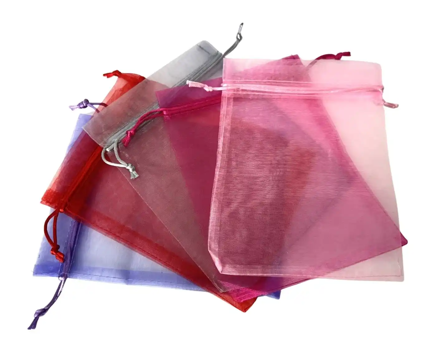 50 Sacs Organza 15 x 20 cm avec Cordon - 5 Coloris au Choix 