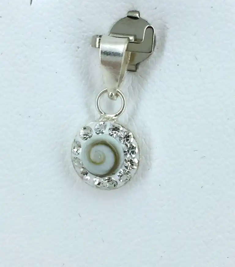 Petit Pendentif Oeil de Sainte Lucie ou Shiva et Zirconium - 10 mm 